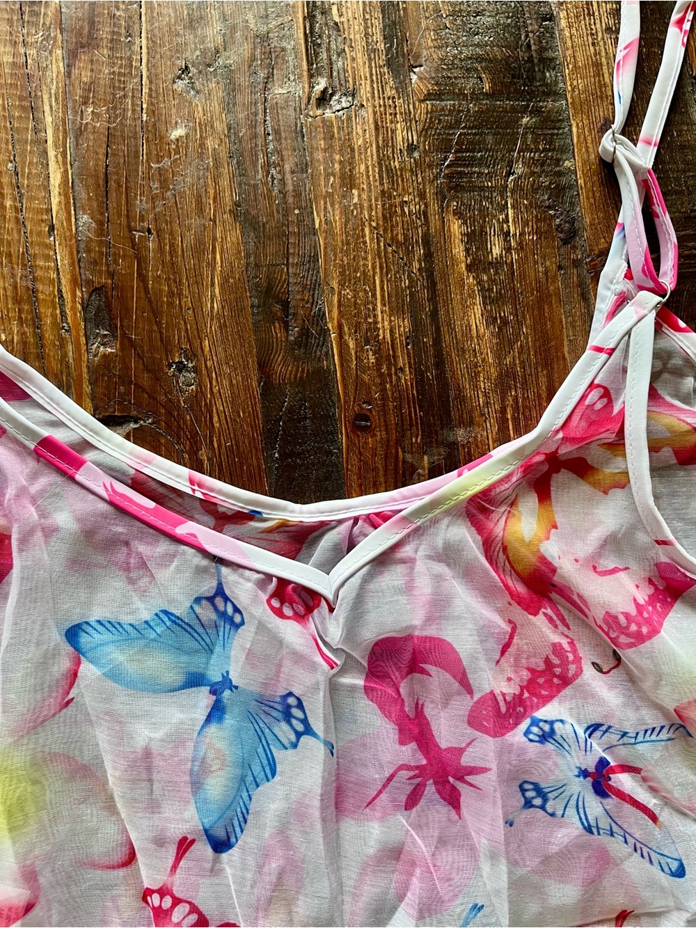 Two-piece aqua bathing suit, with Sheer Butterfly Print Camisole Top Sz M NWOT - Picture 6 of 16